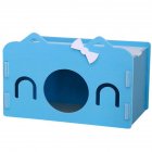 Mini Wooden House Shape Sleeping Nest Toy for Hedgehog Guinea Pig Hamster Pet blue S