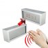 Mirror Alarm Clock with LED display   Three setting alarm clock  Time  Date  Alarm  whose face is a highly polished mirror allowing you to check the time while 