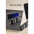 Mirror Digital Alarm Clock Voice Control Temperature Calendar Table Clock With Night Light Home Decoration black surface red light