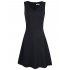 Missky Sleeveless V neck Flare Swing Casual A line Dress Blue L