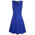 Missky Sleeveless V neck Flare Swing Casual A line Dress Blue XL