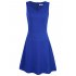 Missky Sleeveless V neck Flare Swing Casual A line Dress Blue S