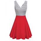 [US Direct] Missky Women Hollow out Sexy Dress Stripe Sleveeless Mini Dress