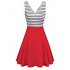 Missky Women Hollow out Sexy Dress Stripe Sleveeless Mini Dress