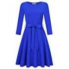 Missky Women Three quarter Sleeve Dress Slim Fit Casual Dress with Waistbrand