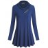 Missky Women s Long Sleeve Cowl Neck Pleated Casual Flared Tunic Top Blouse