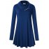 Missky Women s Long Sleeve Cowl Neck Pleated Casual Flared Tunic Top Blouse