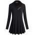 Missky Women s Long Sleeve Cowl Neck Pleated Casual Flared Tunic Top Blouse