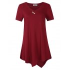 [US Direct] Missky Women's Short Sleeve V Neck Flowy Tunic Top Casual T-Shirt