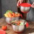 Mixing Bowls Anti slip Silicone Bottom Stainless Steel Egg Bowl With Scales Handle Salad Bowl With Lid Baking Basin single handle bowl 22CM