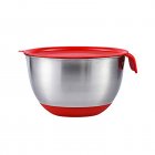 Mixing Bowls Anti-slip Silicone Bottom Stainless Steel Egg Bowl With Scales Handle Salad Bowl With Lid Baking Basin single handle bowl 22CM