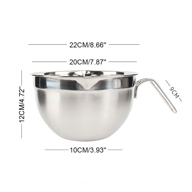 Stainless Steel Mixing Bowls With Handle Pour Spout Silicone Bottom Egg Bowl Baking Tool For Cooking Baking Black