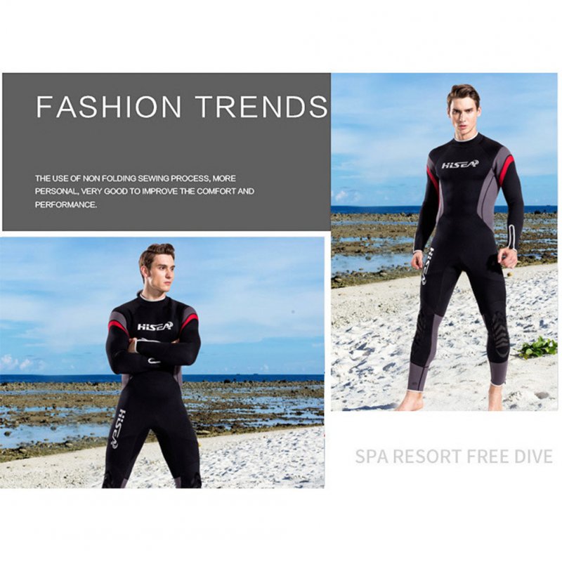 Men Wetsuit 2.5MM Neoprene Wet Suit UV Protection Rash Guard Long Sleeve Swimwear Kayaking Snorkeling Gear grey L