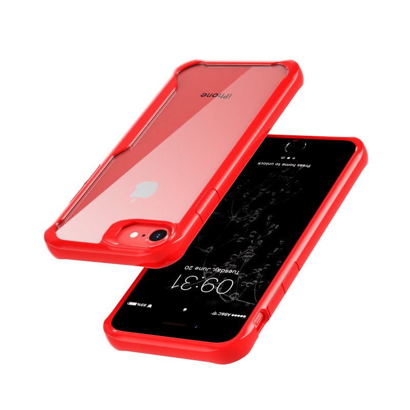 Mobile Case for IPhone SE Soft TPU PC Salicone Anti-drop OPP Bags  red