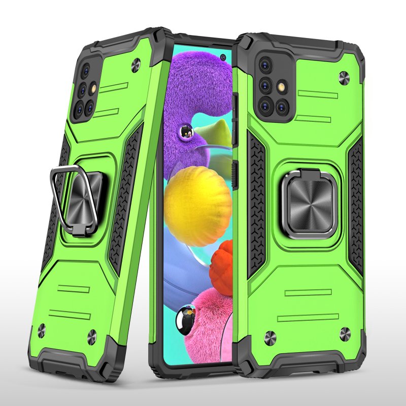 Mobile Case with Bracket TPU PC for Samsung A51 5G Anti-drop All-inclusive PVC Bag green