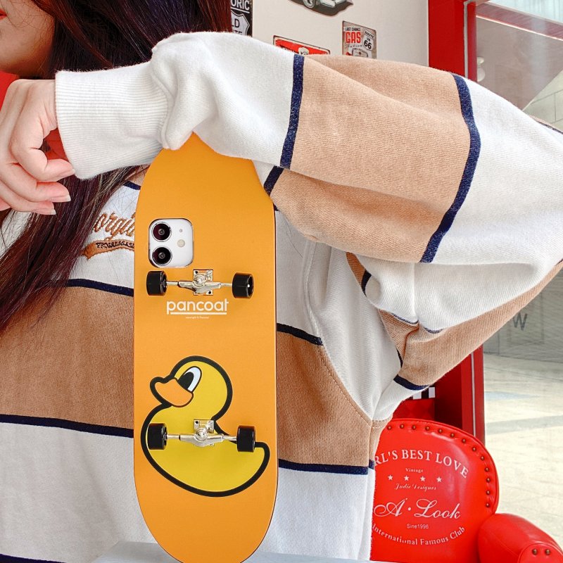 Mobile Phone Case Cartoon Skateboard Shape Protective Case For Iphone Xsmax Yellow bottom duck_iPhone xsmax