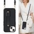Mobile Phone Case For Iphone14 S23 A54 Leather Case With Wristband Kickstand Card Holder Strap black 14 pro
