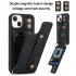 Mobile Phone Case For Iphone14 S23 A54 Leather Case With Wristband Kickstand Card Holder Strap black 14 pro