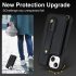 Mobile Phone Case For Iphone14 S23 A54 Leather Case With Wristband Kickstand Card Holder Strap black 14 pro max