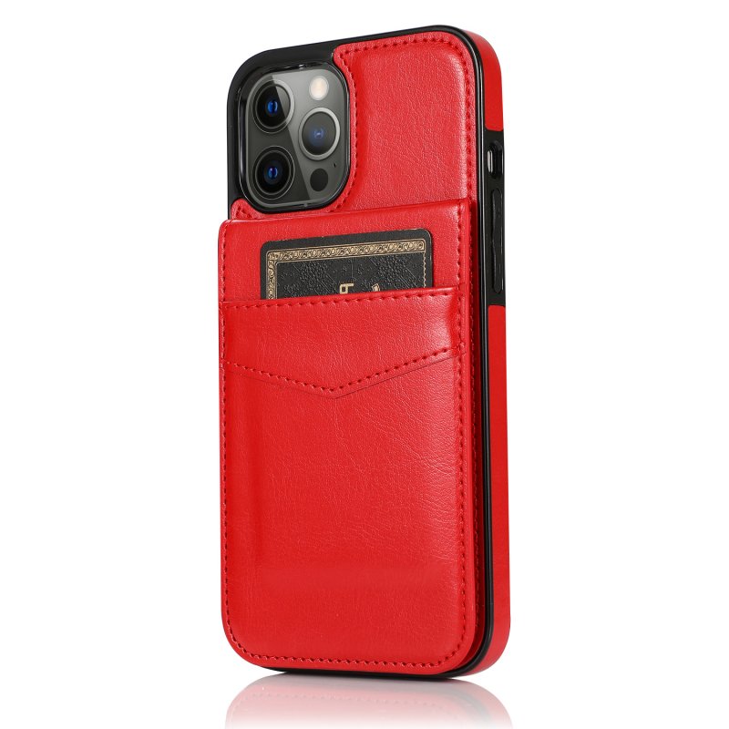 Mobile Phone Case Solid Color Plug-in Card Protective Case Cover For Iphone12 red_iphone12/pro 6.1