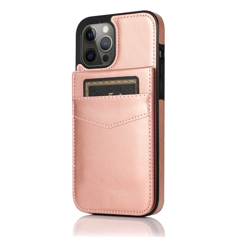 Mobile Phone Case Solid Color Plug-in Card Protective Case Cover For Iphone12 Rose gold_iphone12/pro 6.1