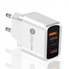 Mobile Phone  Charging  Head PD 20W+QC 3.0 Digital Display Dual Port Fast Charge Charger White_EU