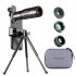 Mobile Phone Lens 28x Telephoto 0 6x Wide Angle 20x Macro 198 Degree Fisheye 4 in 1 Lens Kit