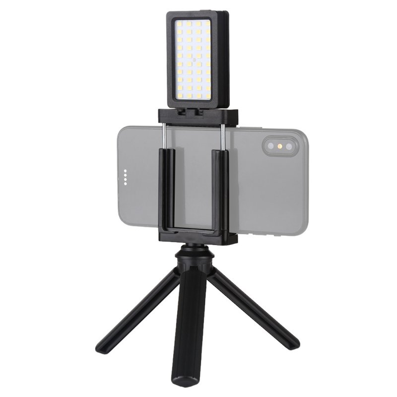 Mobile Phone Live Set Pocket Self-Timer Fill Light Phone Clamp Bracket Mount Desktop Tripod black