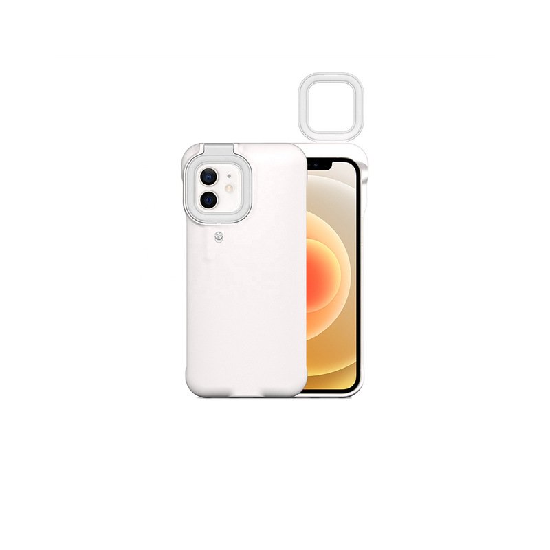 Mobile Phone Protective Case With Night Selfie Fill Light Suitable For Iphone12 white_iPhone 12/12pro