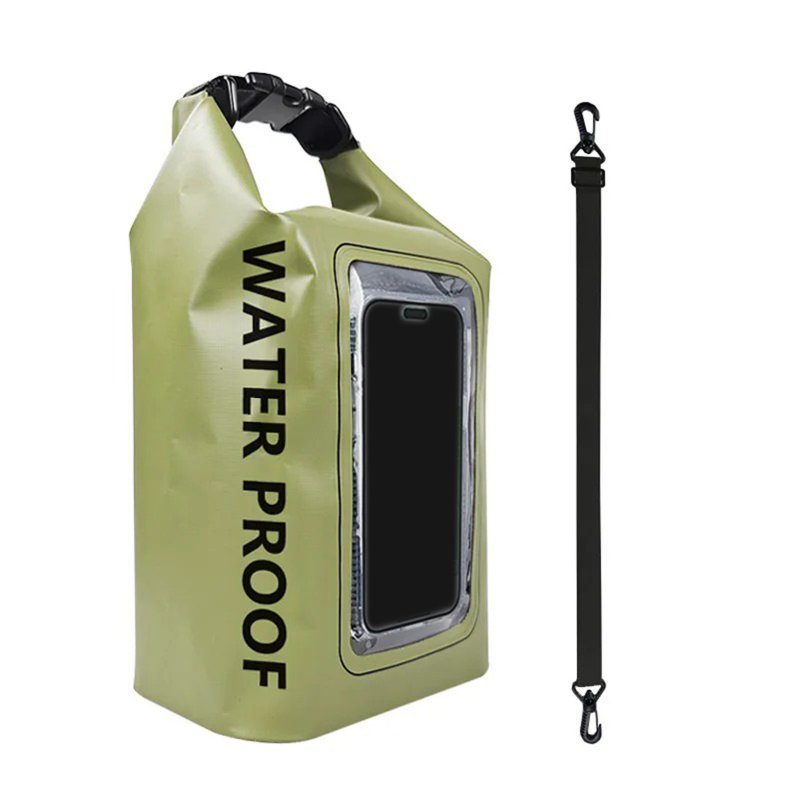 Mobile Phone Waterproof Bag 2L/ 5L Cross Body Bag With Detachable Adjustable Shoulder Straps IPX6 Swimming Waterproof Bag For Outdoor Kayaking Boating Green 5L