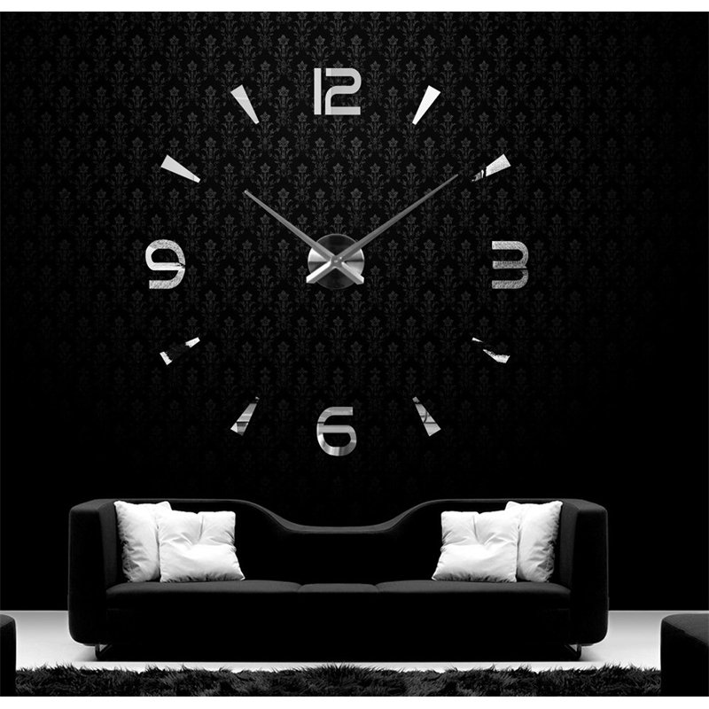 DIY Modern 3D Wall Clock Analog Mirror Surface Large Number Sticker Home Decor 