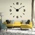 Modern   Concise DIY Analog 3D Mirror Surface Large Number Wall Clock Sticker Home Hotel Decor  1pc AA Battery Power  not included  Silver