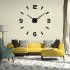 Modern   Concise DIY Analog 3D Mirror Surface Large Number Wall Clock Sticker Home Hotel Decor  1pc AA Battery Power  not included  Black