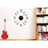 Modern DIY 3D Music Note Mirror Surface Wall Clock Art Sticker for Home Office Decor Silver