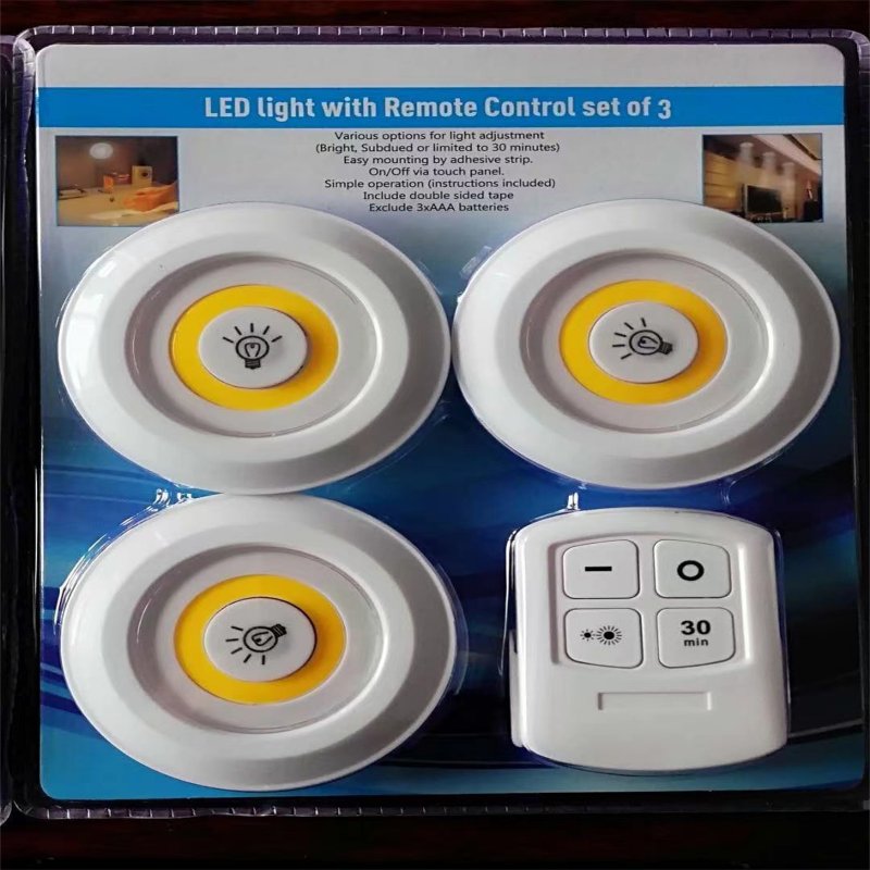 Modern LED Night Light, Battery Powered COB Work Light, Remote For 2 Level Brightness And Time Control, Under Cabinet Lighting Wireless, Bedroom Feeding Light COB-3+1 warm light