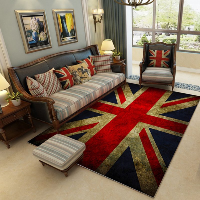 Modern National Flat Printing Carpet Mat for Living room Bedroom Bedside Vintage rice word flag_80*120cm
