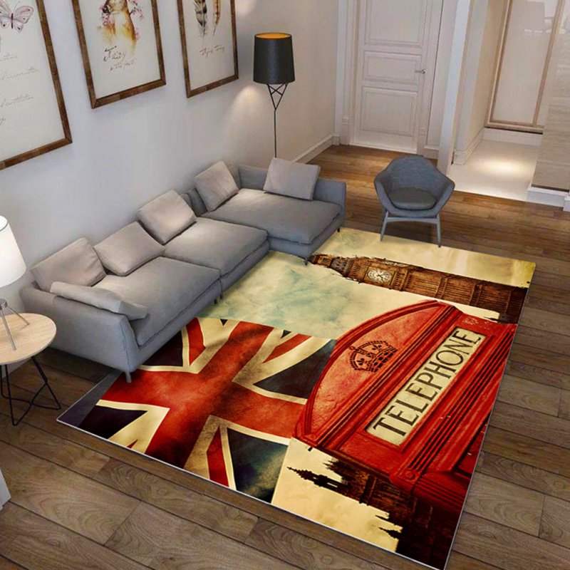 Modern National Flat Printing Carpet Mat for Living room Bedroom Bedside Rice flag landscape_80*120cm