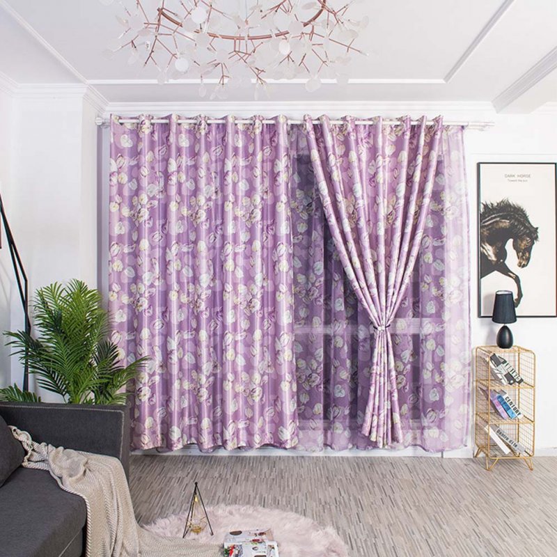Modern Printing Shading Curtains for Living Room Bedroom Kitchen Window Decor Purple lantern bubble white silk shading curtain_1m wide x 2.5m high punch