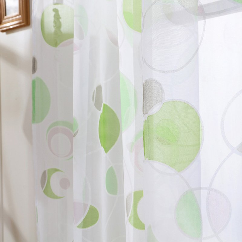Modern Printing Tulle Window Curtain Drape Provide Interior Privacy for Home Bedroom Living Room Green circle paper print_1 * 2 meters high
