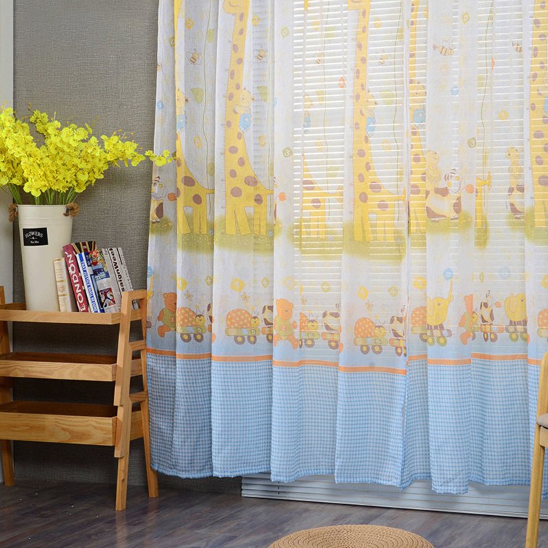 Modern Tulle Curtain Window Gauze for Living Room Bedroom Kids Room Shading blue_1m wide x 2m high