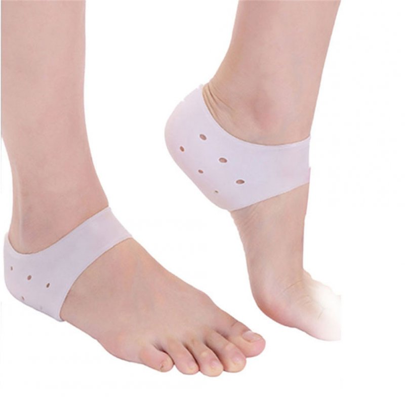 Moisturizing Silicone Heel Protective Socks with Breathable Holes Anti-shock Foot Protectors Cracked Foot Skin Care Soft  White_Free size