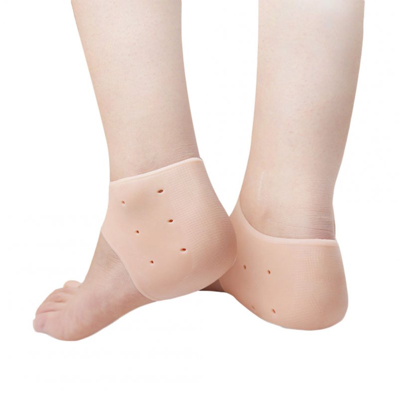 Moisturizing Silicone Heel Protective Socks with Breathable Holes Anti-shock Foot Protectors Cracked Foot Skin Care Soft  skin color_Free size