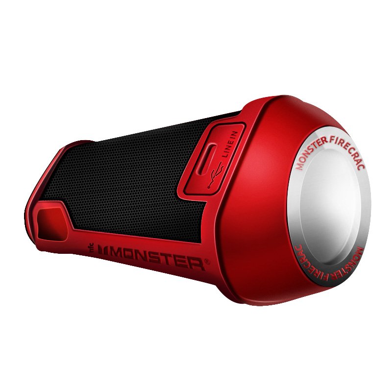 Monster Firecracker Wireless Bluetooth Speaker Stereo Bass Soundbar IPX5 Waterproof Built-in LED Column Portable Speaker red