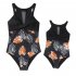 Mother Daughter Family Matching Swimwear Summer Sweet Printing One piece Parent child Swimsuit Royal blue 116