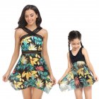 Mother Daughter Family Matching Swimsuit Summer Fashion Printing Parent-child Swimwear yellow leaves S