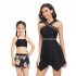 Mother Daughter Family Matching Swimsuit Summer Fashion Printing Parent child Swimwear black XL