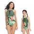 Mother Daughter Family Matching Swimwear Summer Sweet Printing One piece Parent child Swimsuit Royal blue 140