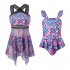 Mother Daughter Family Matching Swimsuit Summer Fashion Printing Parent child Swimwear pink flower 104