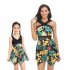 Mother Daughter Family Matching Swimsuit Summer Fashion Printing Parent child Swimwear yellow leaves 104