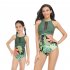 Mother Daughter Family Matching Swimwear Summer Sweet Printing One piece Parent child Swimsuit Army Green XL